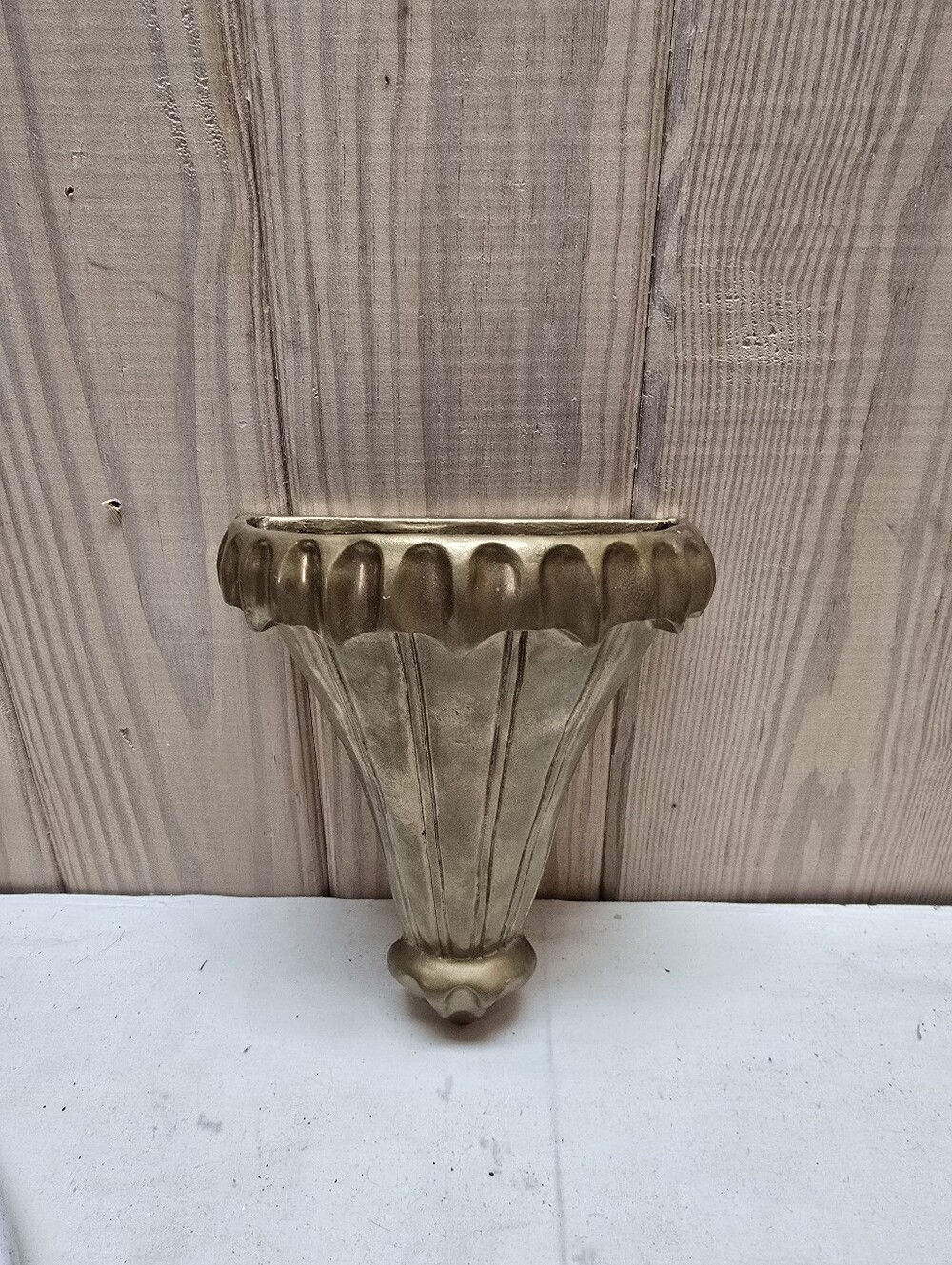 Vintage Hollywood Regency Gold Wall Pocket